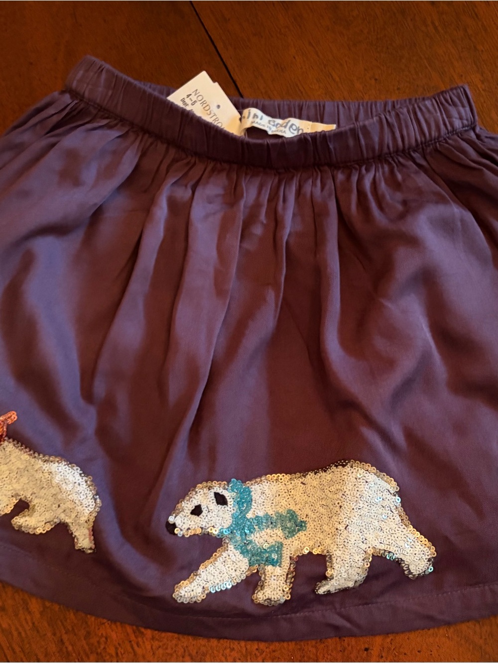 Mini Boden Skirt with Sequined Polar Bear Appliqués
